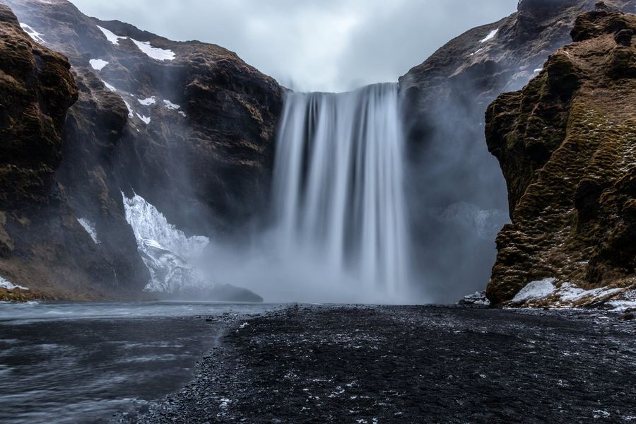 Iceland, Skogafoss, Waterfall, Winter