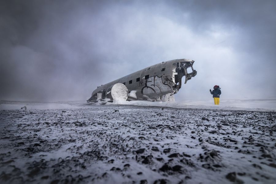 Iceland, Sólheimasandur plane wreck, Winter