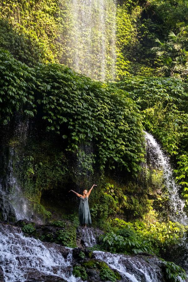 Indonesia, Lombok, Waterfall, Portrait