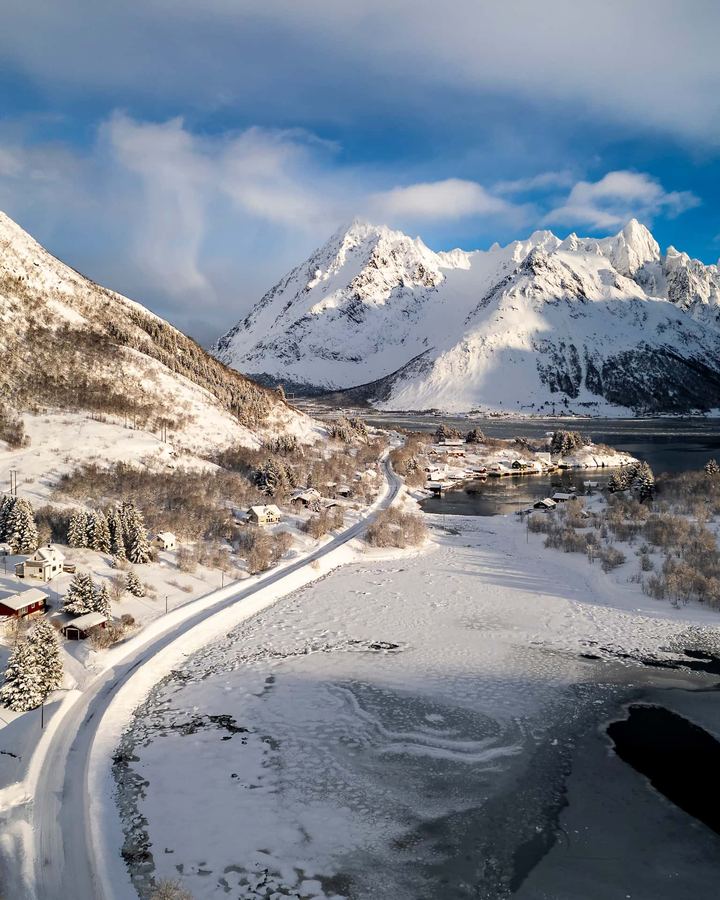Lofoten, Norway, Winter, Drone view