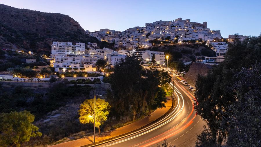 Spain, Andalusia, Mojácar Pueblo, Car Trails