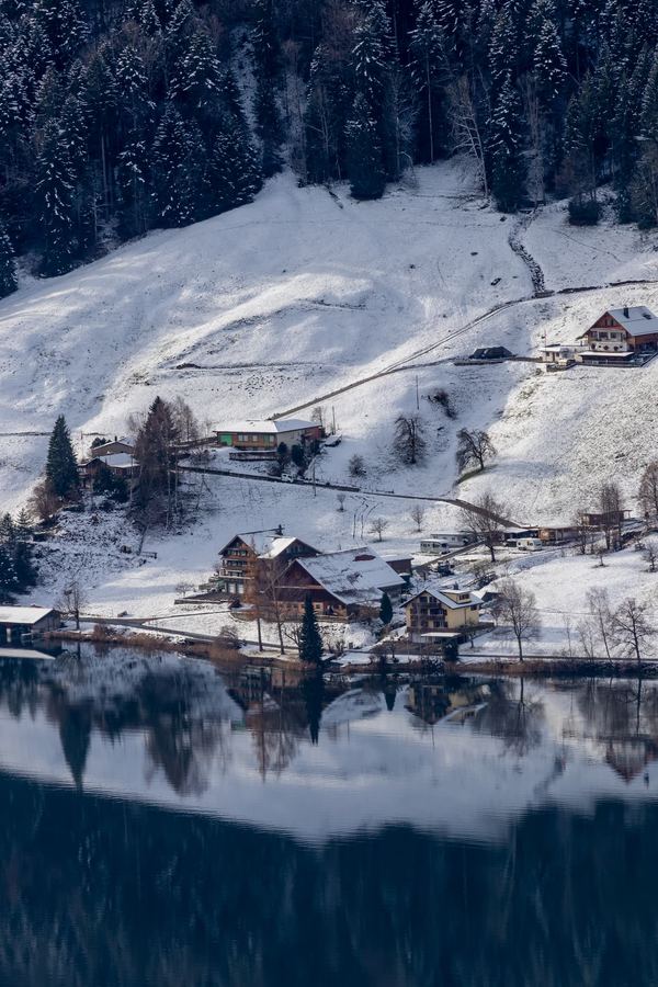 Switzerland, Lake Ägeri, Winter, Reflection