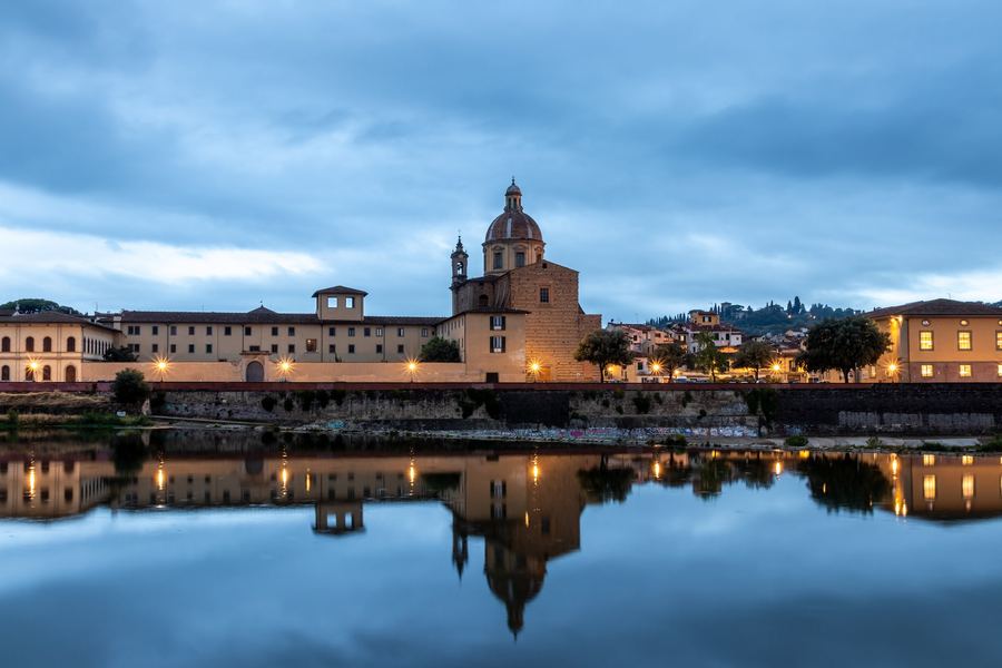 Italy, Tuscany, Florence, Blue Hour, Reflection
